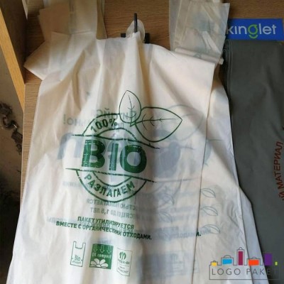 Пакет майка биоразлагаемый из кукурузы с логотипом
