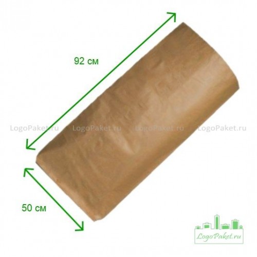 Бумажные крафт-мешки 92х50х13 3-сл. открытые коричневые