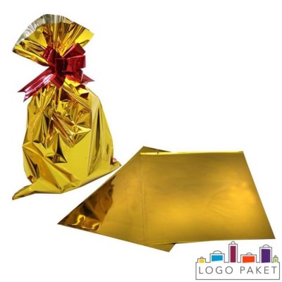 Фольгированные пакеты для подарков цвет золото
