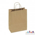 Крафт пакет бурый 25х18х8 см с кручеными ручками  