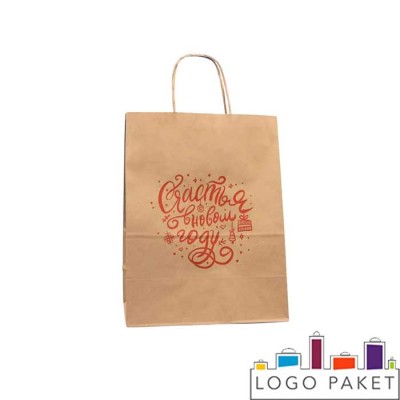 Цветные крафт-пакеты с кручеными ручками