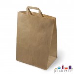 Крафт пакет бурый 370х320х200 мм с плоскими ручками 