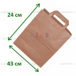 Крафт пакет с плоскими ручками 43х24х11