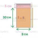 Пакет ПП 8x30+5 см с клеевым клапаном