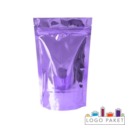Пакет дой-пак металлизированный с замком зип-лок фиолетовый