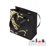 Подарочный офсетный пакет с тиснением фольгой и атласными ручками-лентами