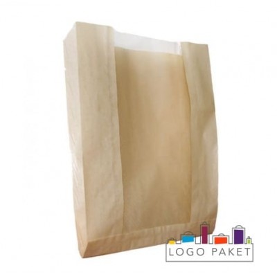 Бумажный крафт-пакет для пирожка с окном