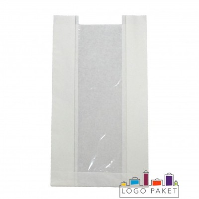 Бумажный пакет для выпечки со смотровым окном белый 