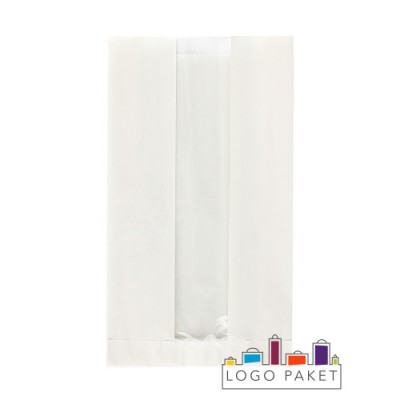 Бумажный пакет для выпечки со смотровым окном белый 