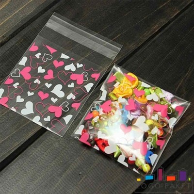 Пакетик для конфет и сладостей c клеевым клапаном прозрачный с рисунком