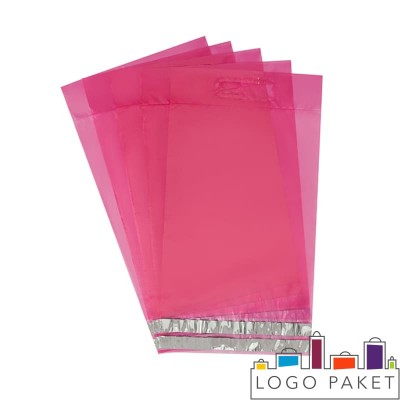 Курьерский пакет розовый прозрачный возвратный с ручкой 