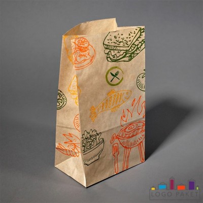 Крафт-пакеты для продуктов с логотипом без ручек
