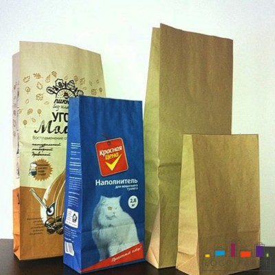 Двухслойные бумажные пакеты для кошачьего наполнителя без ручек 