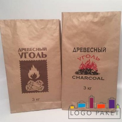 Крафт-пакет для угля с донной складкой с логотипом