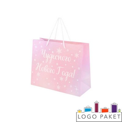 Розовый подарочный пакет с печатью