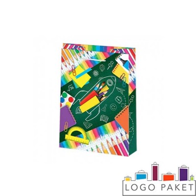 Подарочный пакет школа из мелованной бумаги