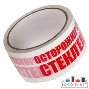Скотч с надписью Осторожно стекло
