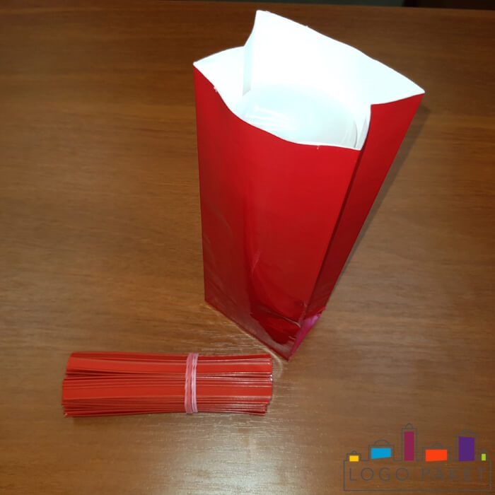 Пакеты трехслойные ламинированные для чая/кофе зажимы красный