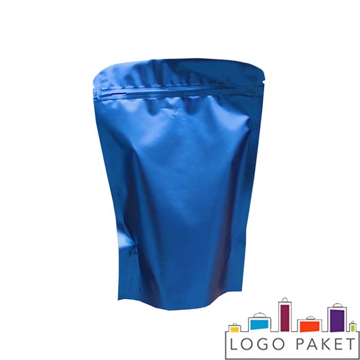 Пакет дой-пак с округлением краев синий 