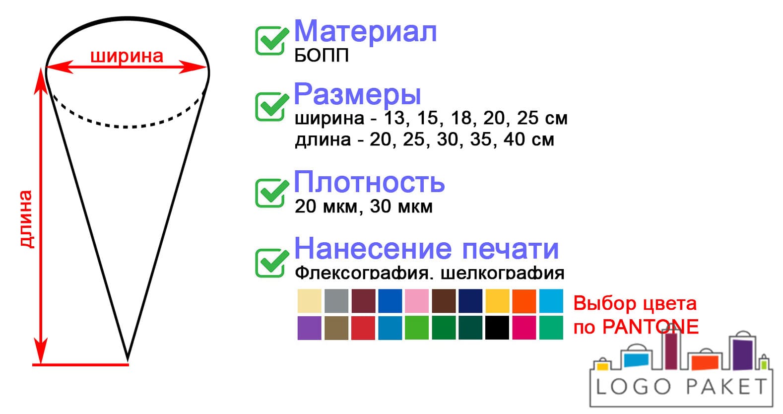 Пакет-конус с логотипом инфографика 