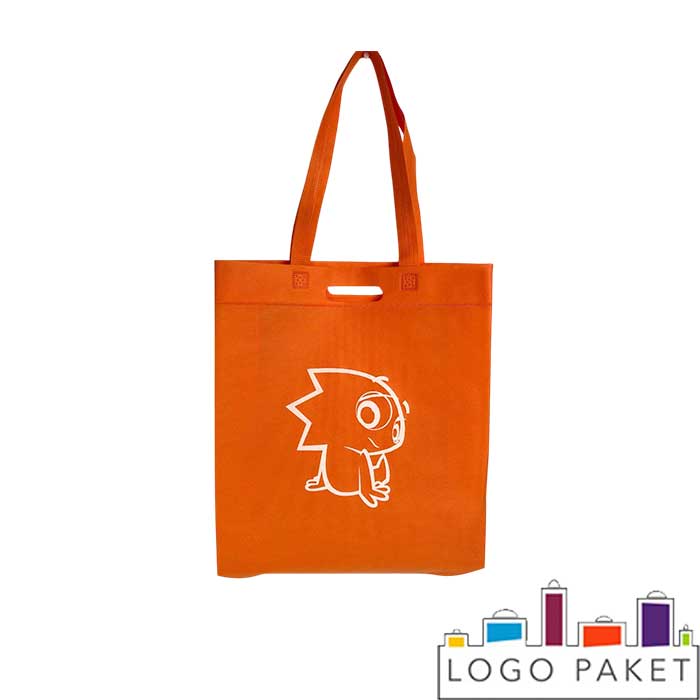 Сумка из спанбонда с вырубной и петлевой ручкой оранжевая