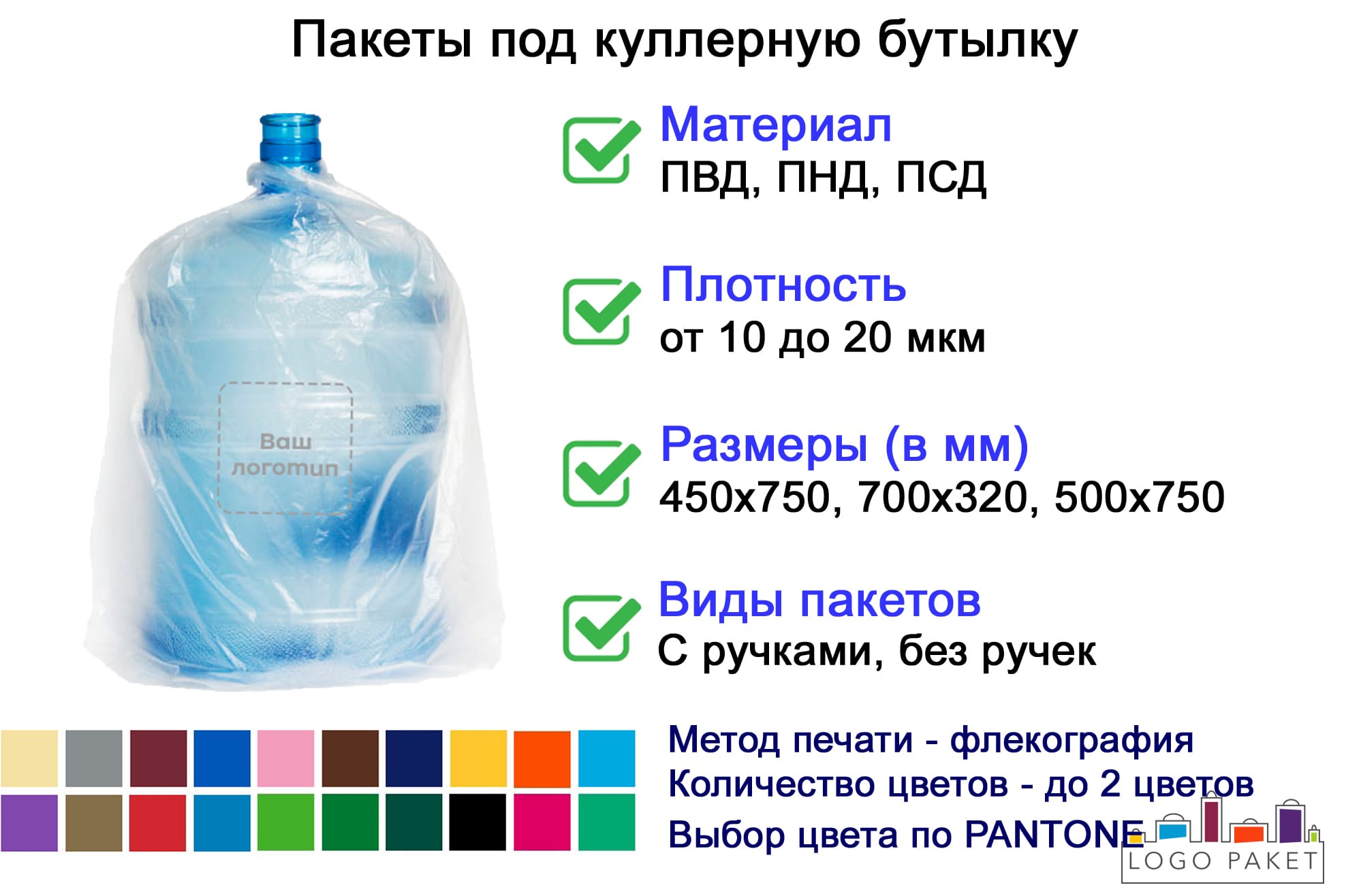Пакеты для бутылей инфографика 
