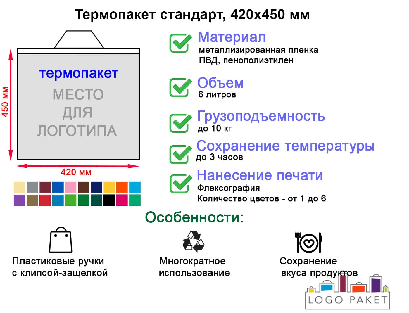 Термопакет стандарт, 420х450 мм инфографика