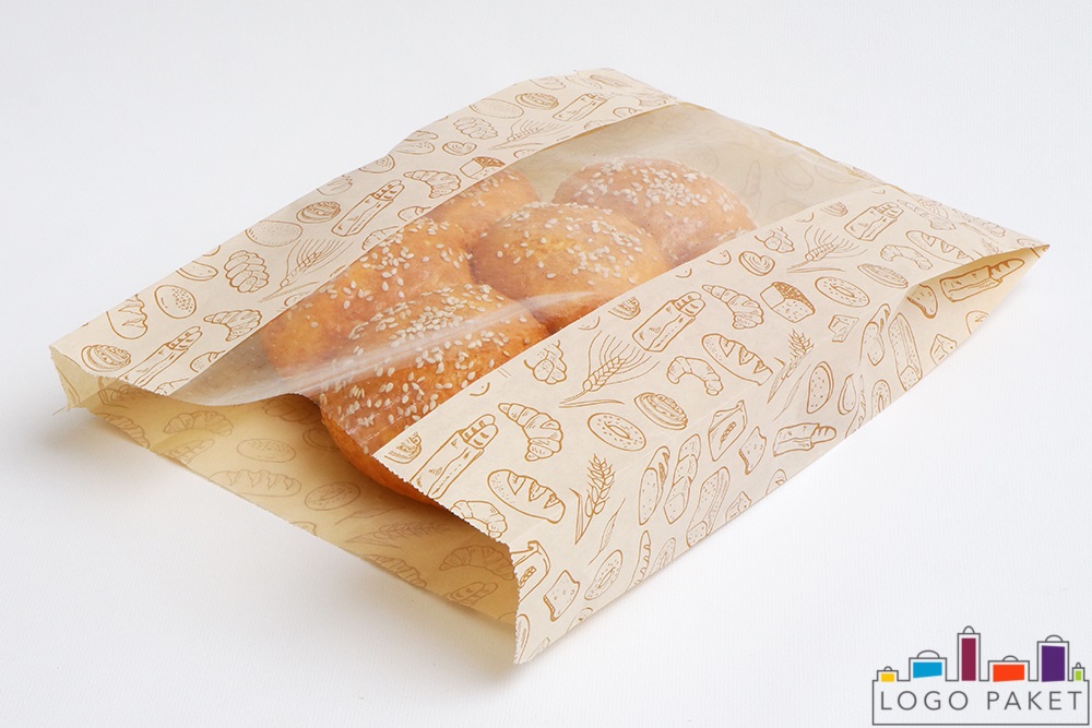 Бумажные пакеты для хлеба, с прозрачным окном и рисунком