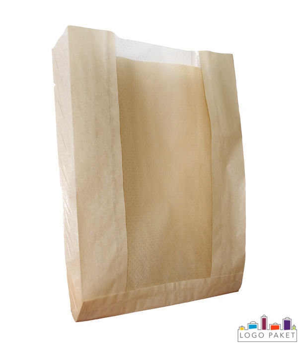 Бумажные пакеты для хлеба, с прозрачным окном, полуоткрытый